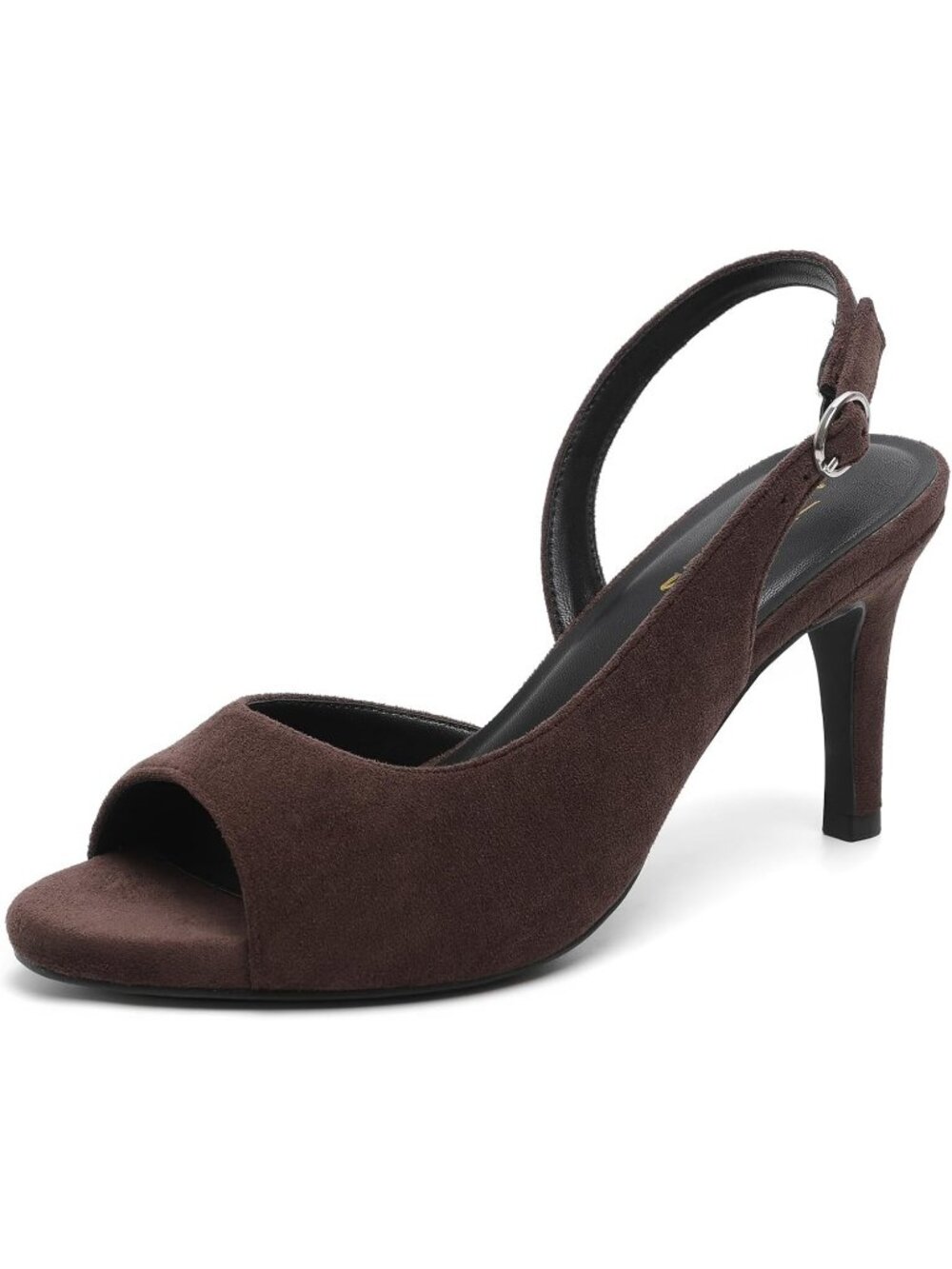 Women's Brown Suede Peep Open Toe Heel Comfortable Slip On Party Dress Shoes